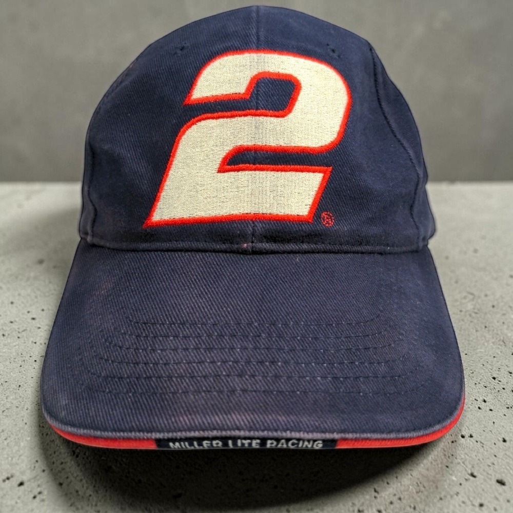 VTG Y2K Chase Authentics Rusty Wallace #2 Miller Lite Racing Hat Navy Blue Cap